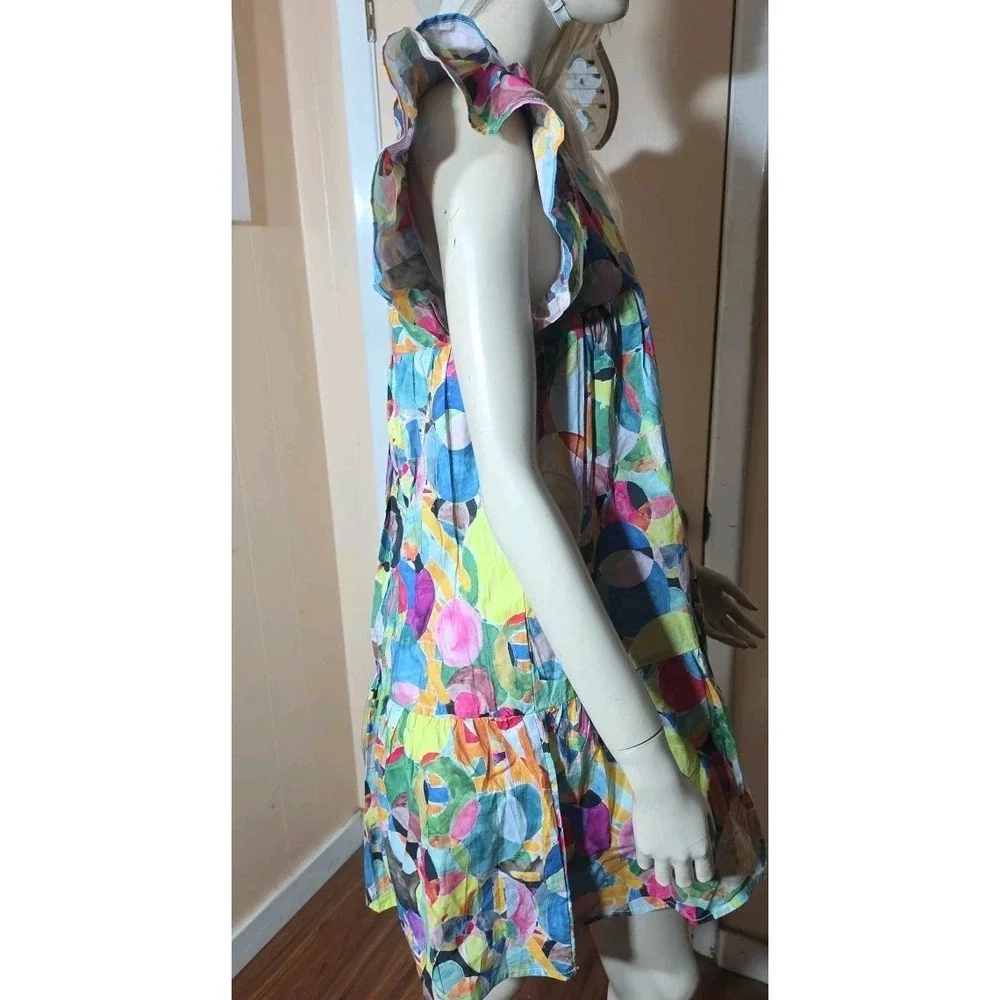 TCEC Women's Colorful Tiered Dress Woth Slip Fuchsia M NWT - Picture 2 of 9